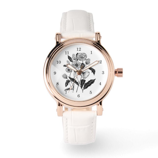 Damklocka med vallmo armbandsur (Framsida)