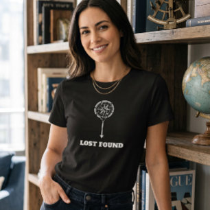 Damkompasspil Förlorad Hitta Grafisk Svart T Shirt
