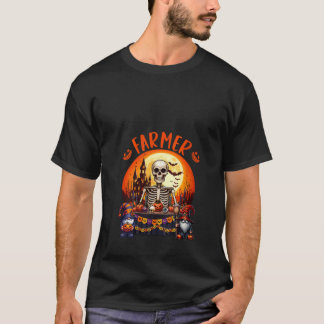 Damkostym för lantbrukare Skelett Skräck Tomtar H T Shirt