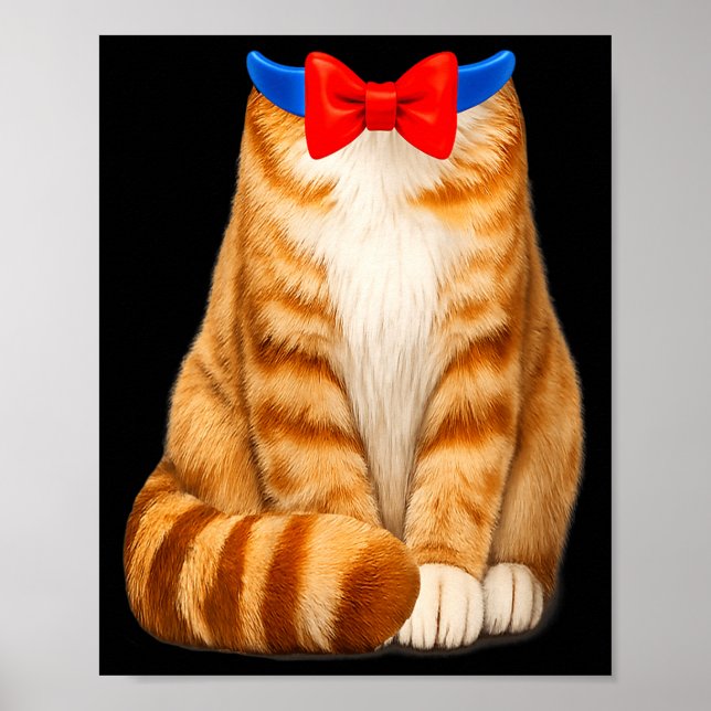 Damkostym för orange katt med tabby halsduk söt poster (Framsidan)