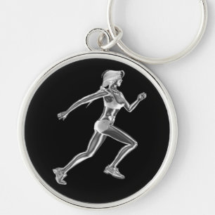 Damkromspringer Keychain Rund Silverfärgad Nyckelring