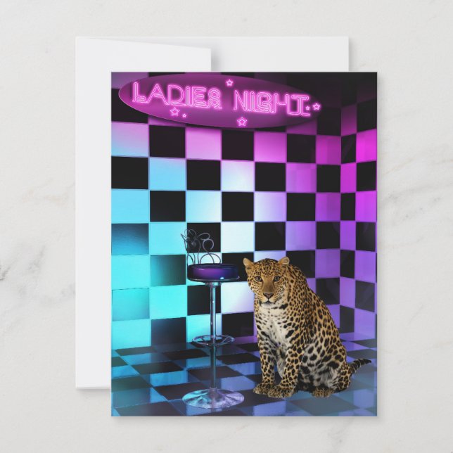 Damkväll Klubb Leopardfest Firande Inbjudningar (Framsida)