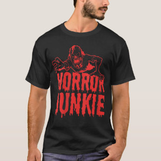 Damkvällande skräckfilms-sköld Horror Junkie VNeck T Shirt