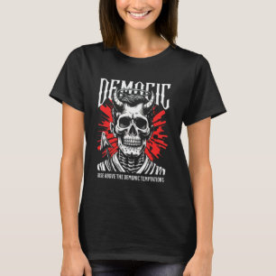 Damkvinnas "Demonisk" gotisk dödskalle t-shirt - M