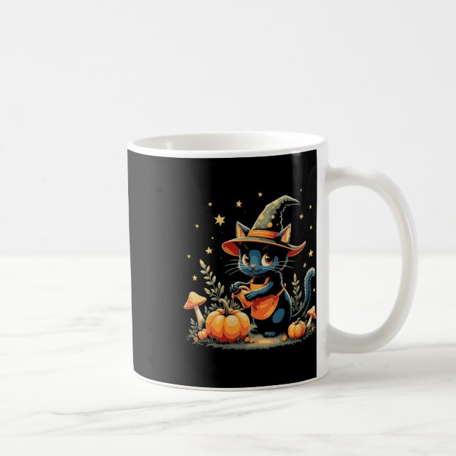Damkvinnor Häxa Katt Pumpa Plåster Höst Trädgård H Kaffemugg (Höger)