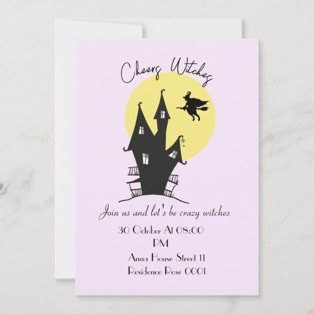 Damkvinnor Häxor Halloweenfest Kort inbjudan (Framsida)