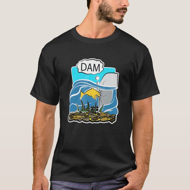 Damm Fisk Grafisk Design Skämt Djur T Shirt (Framsida)