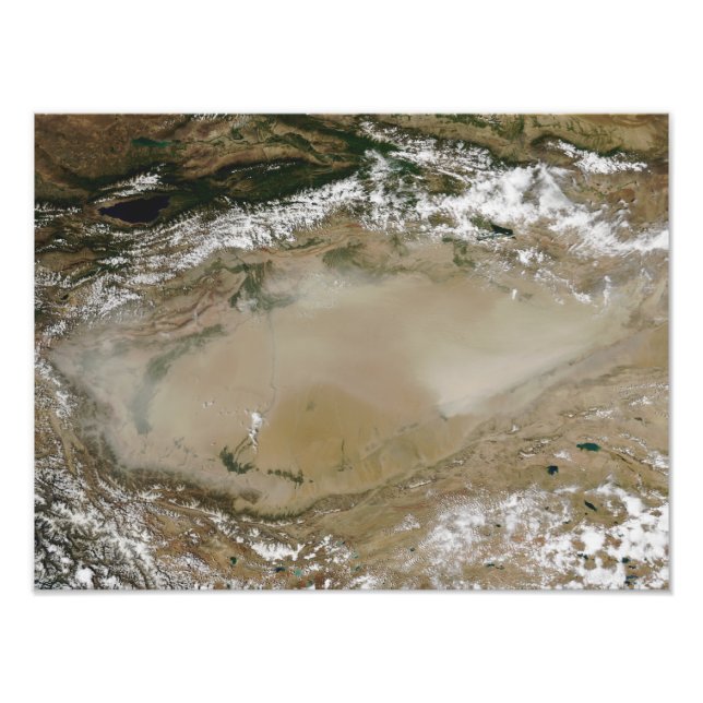 Damm i Taklimakan Desert, Western China Fototryck (Framsidan)