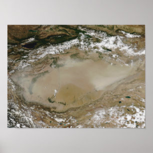 Damm i Taklimakan Desert, Western China Poster