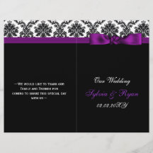 damm,lila band bok-Bröllopsprogram