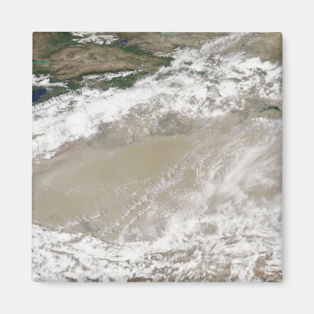 Damm och moln som är huggna över Taklimakan Des Magnet (Framsidan)