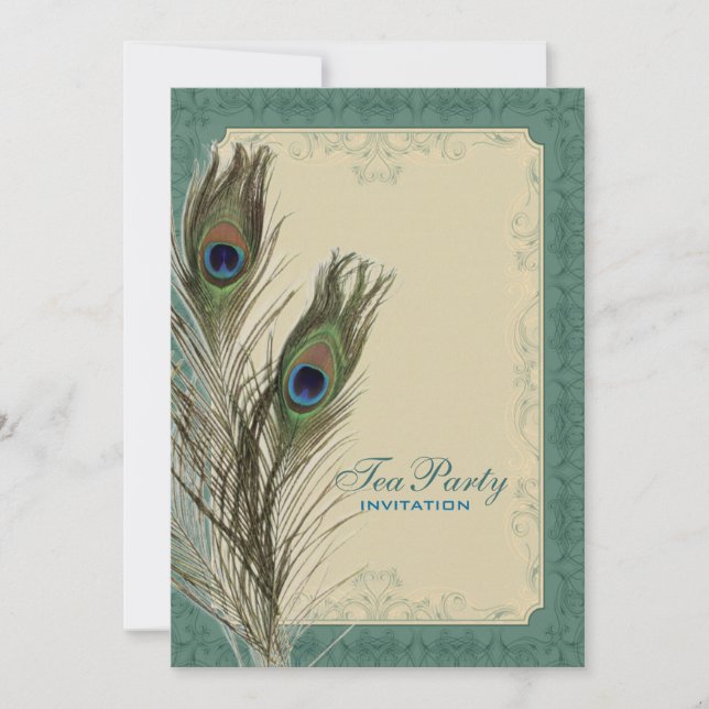 Damm peace ock bröllop Möhippa Tea Party Inbjudningar (Framsida)