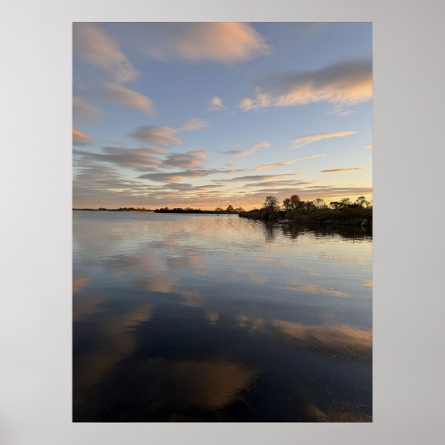 Damm Vattenlandskap Solnedgång Foto Affisch (Framsidan)