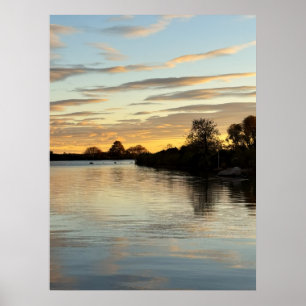 Damm Vattenlandskap Solnedgång Fotoaffisch Poster