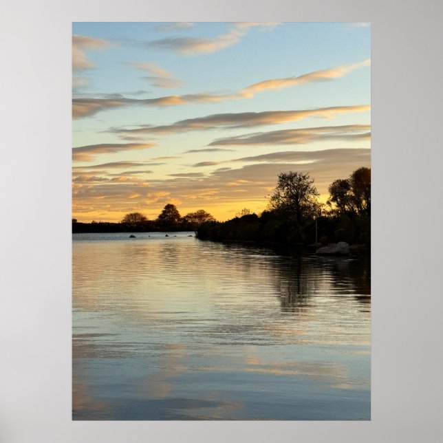 Damm Vattenlandskap Solnedgång Fotoaffisch Poster (Framsidan)
