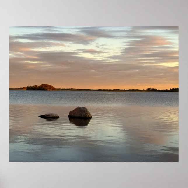 Damm Vattenlandskap Solnedgång Fotoaffisch Poster (Framsidan)