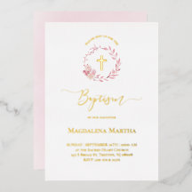 Dammal rosa vattenfärgning Utandning Baptisminbjud
