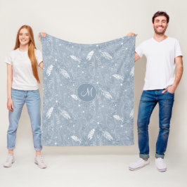Dammbildande blå boho-fjädrar blommor paislies mon fleecefilt