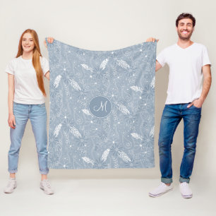 Dammbildande blå boho-fjädrar blommor paislies mon fleecefilt