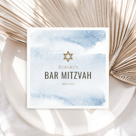Dammblå akvarell Bar Mitzvah Pappersservett