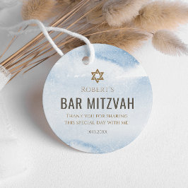 Dammblå akvarell Bar Mitzvah presentkort Gåvor Etiketter