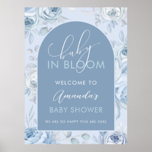 Dammblå Baby I Knopp Babyfest Välkommen Poster