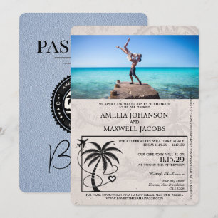 Dammblå Bahamas Pass Bröllopsinbjudan Inbjudningar