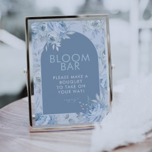 Dammblå blommig blomning barsignering poster
