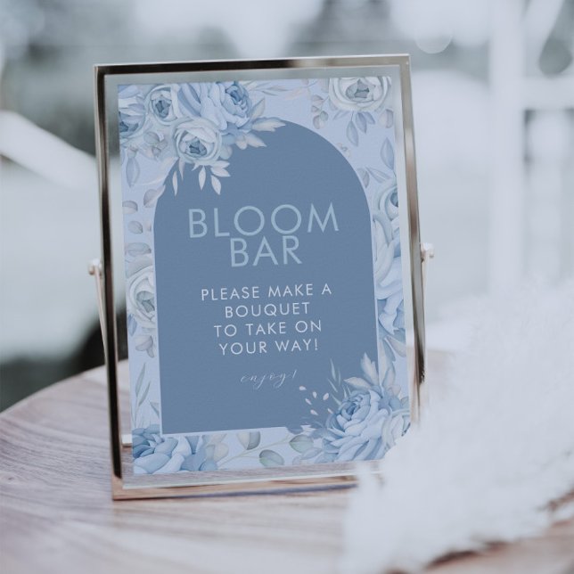 Dammblå blommig blomning barsignering poster (Skapare uppladdad)