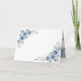 Dammblå Blommig Bröllop Tacksamhetskort Tack Kort
