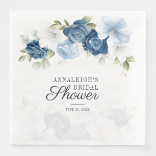 Dammblå Blommig Bröllopsdusch Grönska Papper Pappersservett