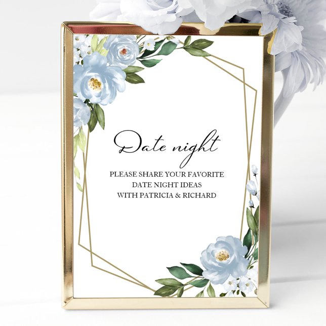 Dammblå Blommig Datum Natt Krukskylt Poster (Skapare uppladdad)