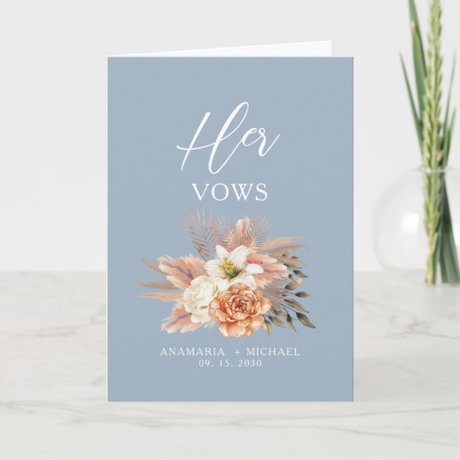 Dammblå Blommig Hennes Löftes Broschyr Helgkort (Framsida)