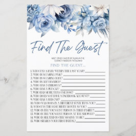 Dammblå Blommig Hitta Gästen Bebis Shower Spel