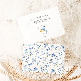 Dammblå Blommig Pärlor & Prosecco Bröllopsdusch Tilläggskort