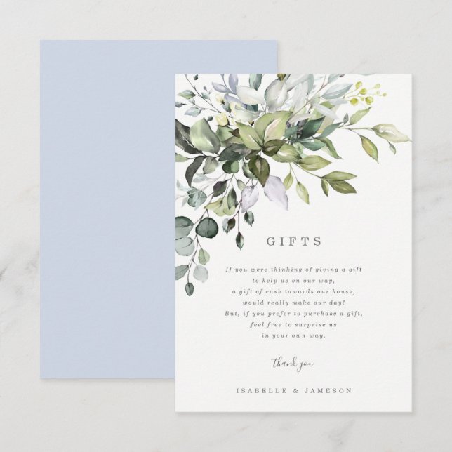 Dammblå blommig presentkort inbjudningar (Fram/baksida)