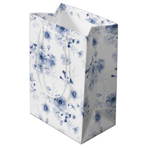 Dammblå Blommig Presentpåse