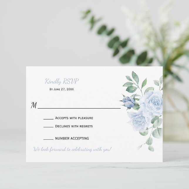 Dammblå Blommig RSVP | OSA Kort (Skapare uppladdad)