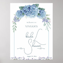 Dammblå blomsterbukett Bröllopsfest välkommen Poster