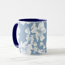 Dammblå blomstergrafik keramisk kaffemugg