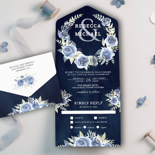 Dammblå blomsterrosbukett Navy Blue Bröllop