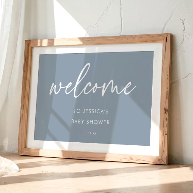 Dammblå Boho-babyfest-välkomstskylt-affisch Poster (Skapare uppladdad)