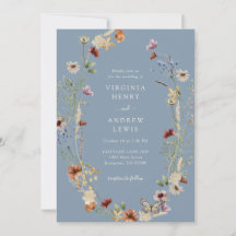 Dammblå Boho Blommig Bröllop