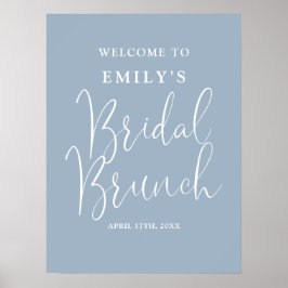 Dammblå bröllopsbrunch skylt med elegant script