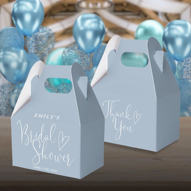 Dammblå Bröllopsdusch med Kalligrafiskrift Presentaskar (Dusty Blue Script Calligraphy Bridal Shower Favor Boxes)