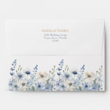Dammblå Champagnehortensia Bröllops Kuvert