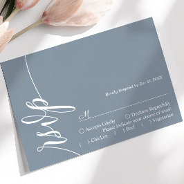 Dammblå elegant kalligrafi bröllop RSVP-kort OSA Kort