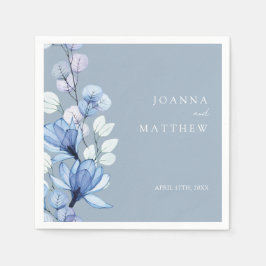 Dammblå Elegant Modern Blommig Bröllop Pappersservett