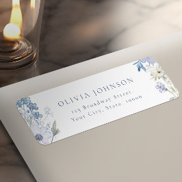 Dammblå Elegant Vildblomma Returadress Etikett