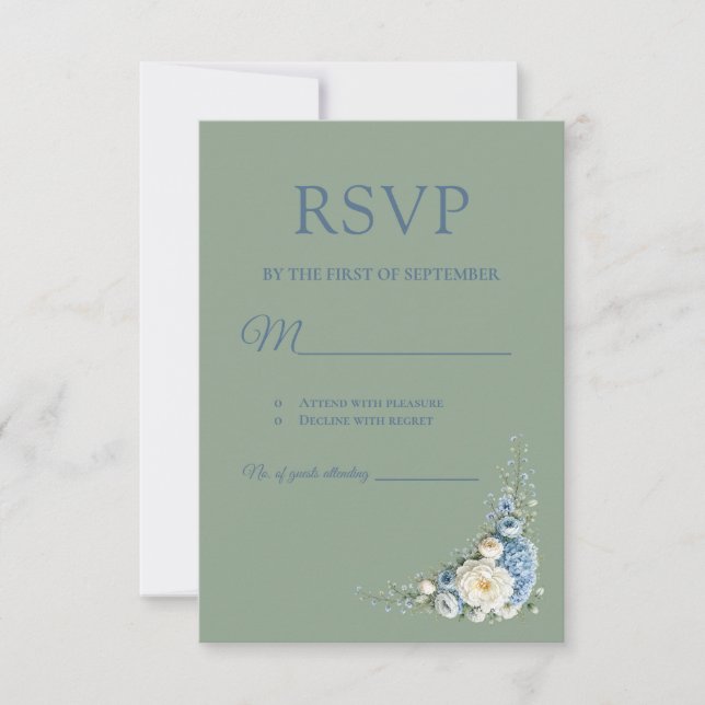 Dammblå europeisk RSVP-kort OSA Kort (Framsida)